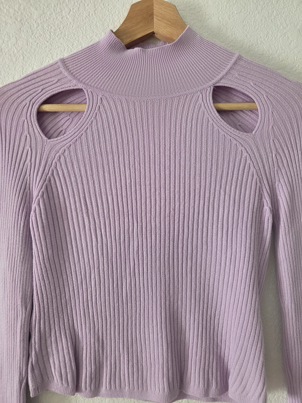 Urban Outfitters Lavender Ribbed Cutout Mock Neck Top
